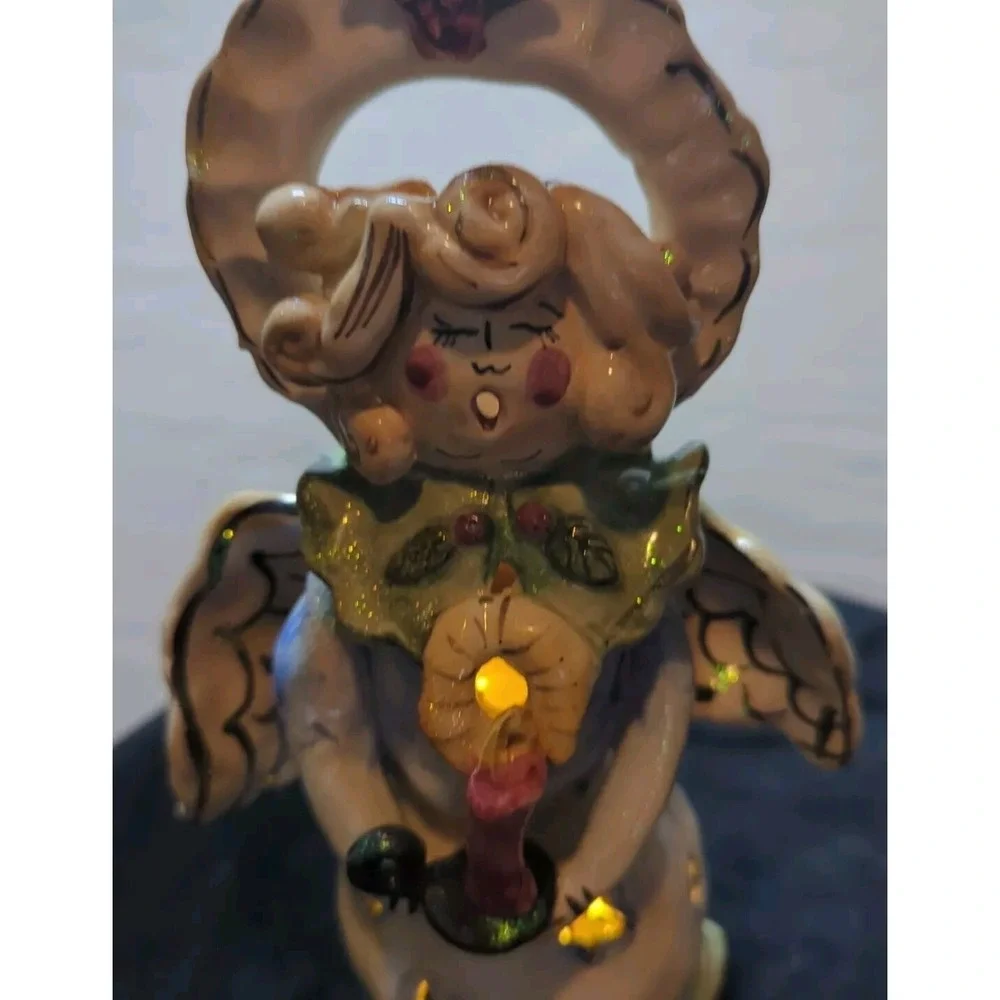 2000 Blue Sky‎ Clayworks Heather Goldminc Christmas Angel Caroler Votive Holder